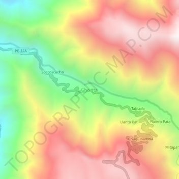 Chonta topographic map, elevation, terrain