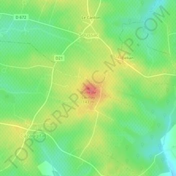 Butte de Launay topographic map, elevation, terrain