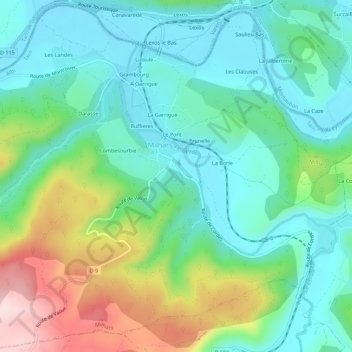Loumière topographic map, elevation, terrain