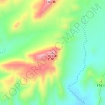 Agouti topographic map, elevation, terrain