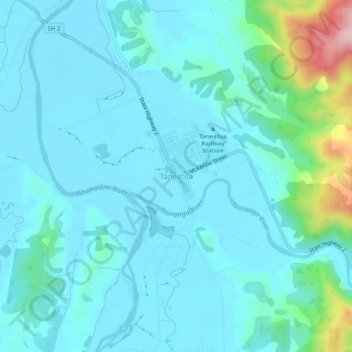 Tāneatua topographic map, elevation, terrain