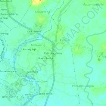 Polombangkeng topographic map, elevation, terrain