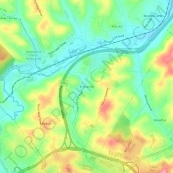 Enterprise topographic map, elevation, terrain