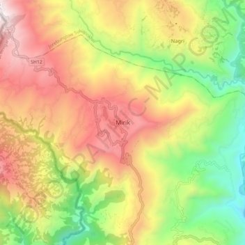 Mirik topographic map, elevation, terrain