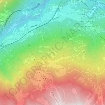 Foin topographic map, elevation, terrain