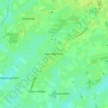 Klein-Remels topographic map, elevation, terrain