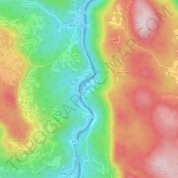 Doluš topographic map, elevation, terrain