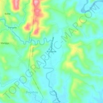 Bunawan topographic map, elevation, terrain
