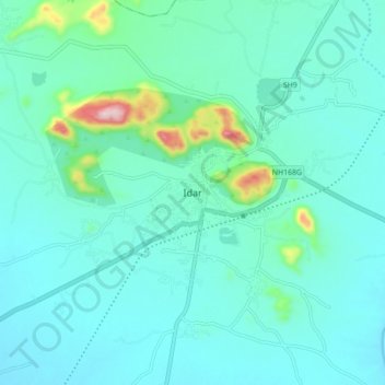 Idar topographic map, elevation, terrain