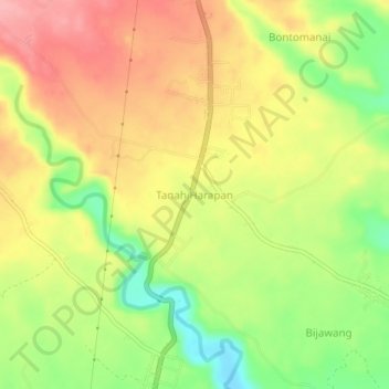 Tanah Harapan topographic map, elevation, terrain