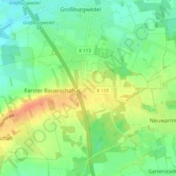 Farster Bauerschaft topographic map, elevation, terrain