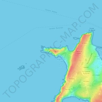 Pointe de Toulinguet topographic map, elevation, terrain