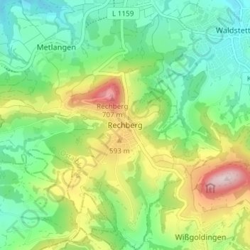 Rechberg topographic map, elevation, terrain