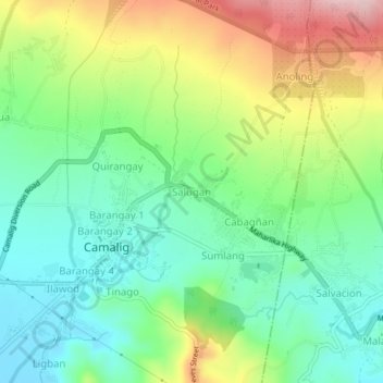 Salugan topographic map, elevation, terrain