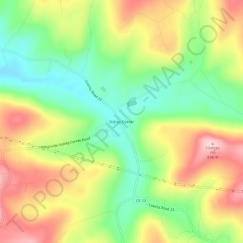 Sidney Center topographic map, elevation, terrain