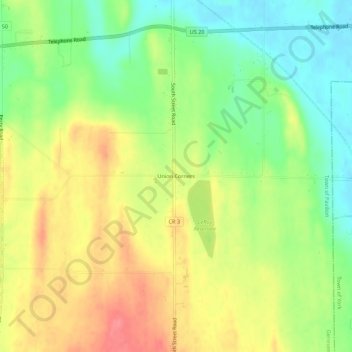 Union Corners topographic map, elevation, terrain