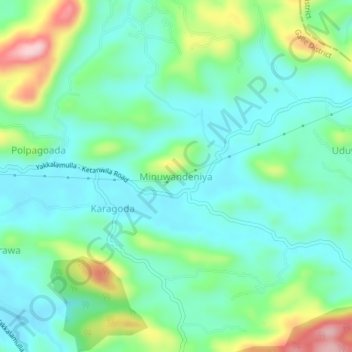 Minuwandeniya topographic map, elevation, terrain