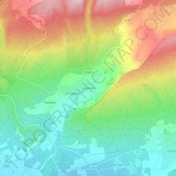 La Combe topographic map, elevation, terrain