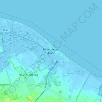 Schönberger Strand topographic map, elevation, terrain