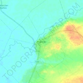 Argungu topographic map, elevation, terrain