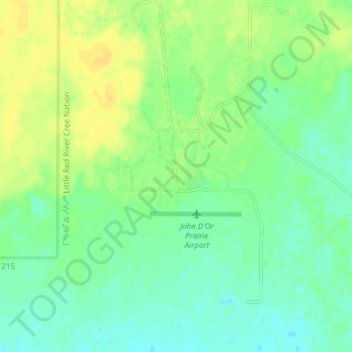 John D'Or Prairie topographic map, elevation, terrain