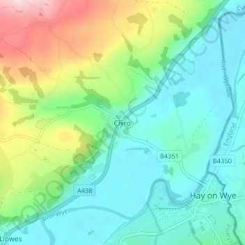 Clyro topographic map, elevation, terrain