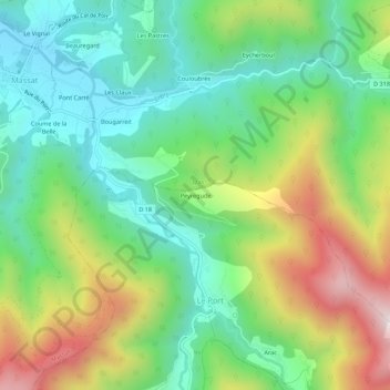 Peyregude topographic map, elevation, terrain