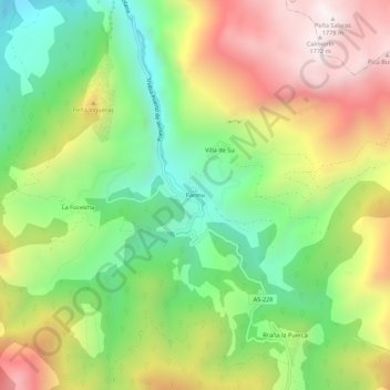 Páramo topographic map, elevation, terrain