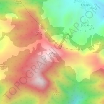 Gunung Sewu topographic map, elevation, terrain