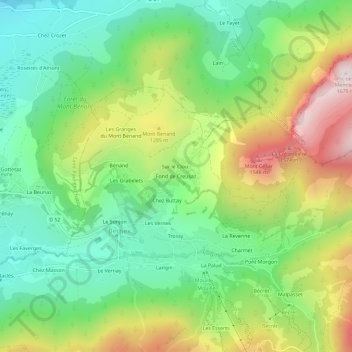 Fond de Creusaz topographic map, elevation, terrain