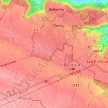 Beaudréville topographic map, elevation, terrain