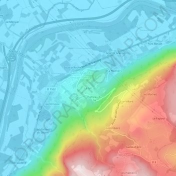 Le Git topographic map, elevation, terrain