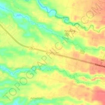 Binoligan topographic map, elevation, terrain