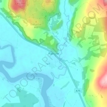 Palnure topographic map, elevation, terrain