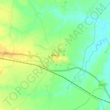 Arang topographic map, elevation, terrain