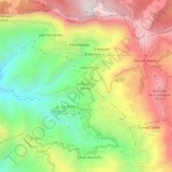 Lomo de Los Santos topographic map, elevation, terrain