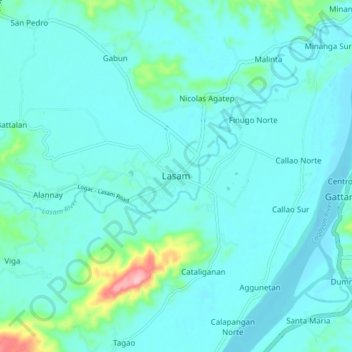 Lasam topographic map, elevation, terrain