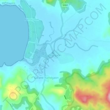 Mazgaon topographic map, elevation, terrain