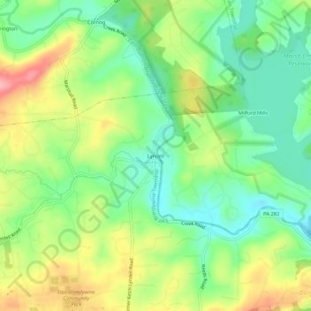 Lyndell topographic map, elevation, terrain