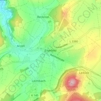 Eiterfeld topographic map, elevation, terrain