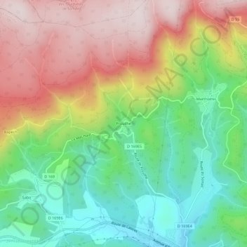 Prouilhe topographic map, elevation, terrain