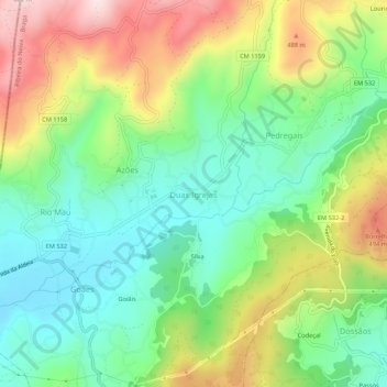 Duas Igrejas topographic map, elevation, terrain