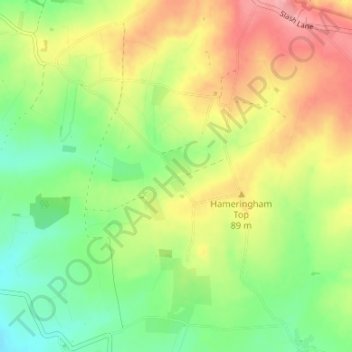 Low Hameringham topographic map, elevation, terrain