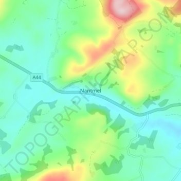 Nantmel topographic map, elevation, terrain