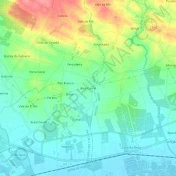 Bela Curral topographic map, elevation, terrain