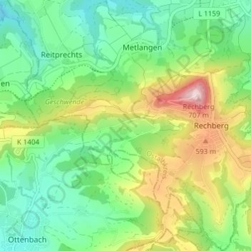 Kleinishof topographic map, elevation, terrain