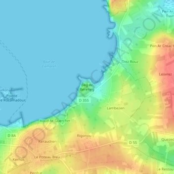 Beg Ar Bereneg topographic map, elevation, terrain