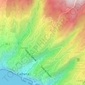 Lombo do Salão topographic map, elevation, terrain