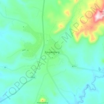 Fouriesburg topographic map, elevation, terrain