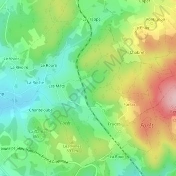 Au Genier topographic map, elevation, terrain